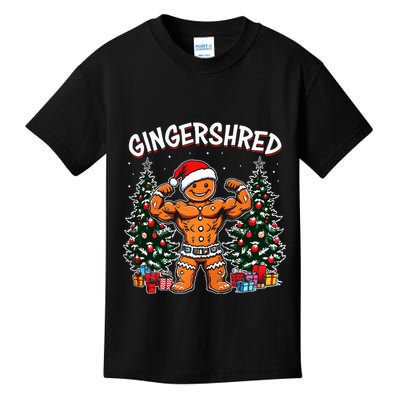 Gingershred Funny Gingerbread Man Gym Bodybuilding Christmas Kids T-Shirt