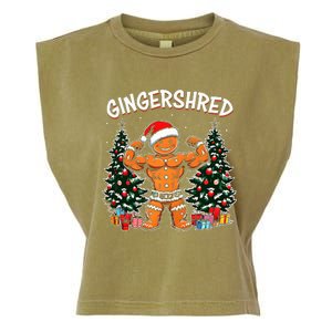 Gingershred Funny Gingerbread Man Gym Bodybuilding Christmas Garment-Dyed Women's Muscle Tee