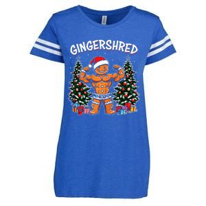 Gingershred Funny Gingerbread Man Gym Bodybuilding Christmas Enza Ladies Jersey Football T-Shirt