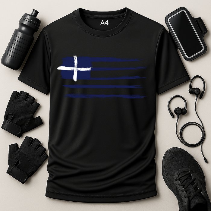 Greece Flag Cooling Performance Crew T-Shirt