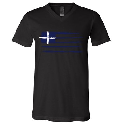 Greece Flag V-Neck T-Shirt