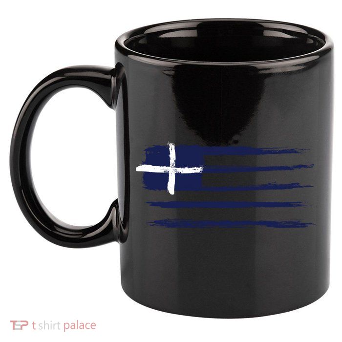 Greece Flag 11oz C Handle Ceramic Mug