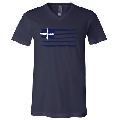 Greece Flag V-Neck T-Shirt