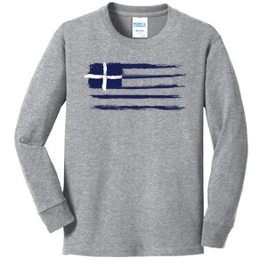 Greece Flag Kids Long Sleeve Shirt