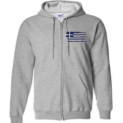 Greece Flag Full Zip Hoodie