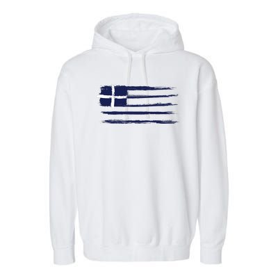 Greece Flag Garment-Dyed Fleece Hoodie