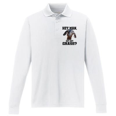 Goat For Goat Lovers Farm Apparel Meme Pun Performance Long Sleeve Polo