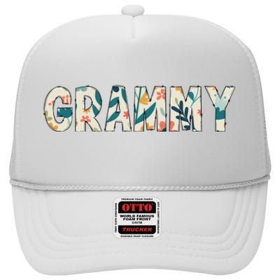 Grammy Floral High Crown Mesh Back Trucker Hat