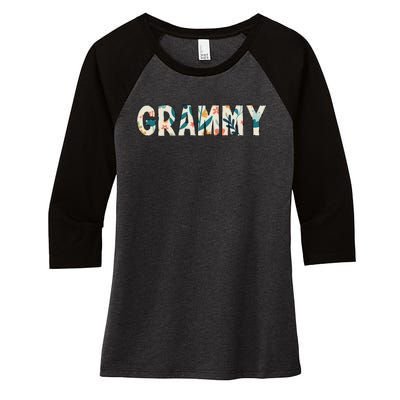 Grammy Floral Women's Tri-Blend 3/4-Sleeve Raglan Shirt