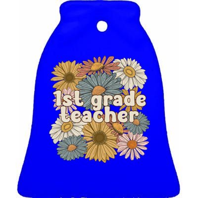 Groovy First Grade Teacher 1St Grade Teacher Gift Ceramic Bell Ornament