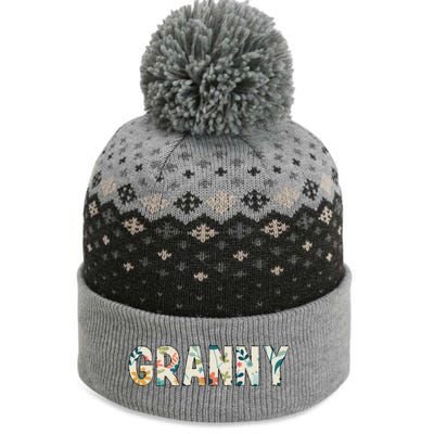 Granny Floral The Baniff Cuffed Pom Beanie