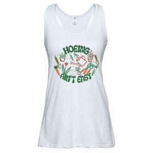 Gardening Funny Garden Hoeing Aint Easy Ladies Essential Flowy Tank