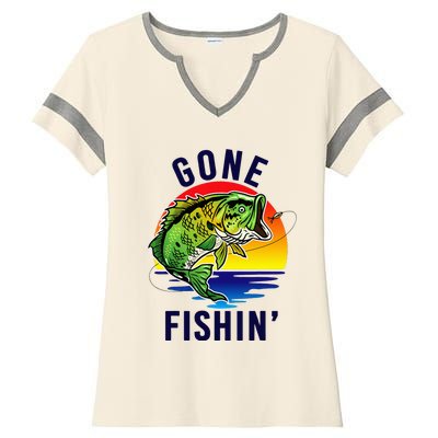 Gone Fishing Ladies Halftime Notch Neck Tee