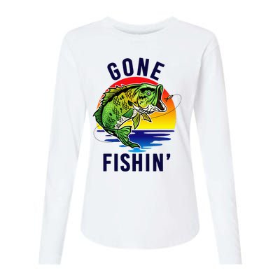 Gone Fishing Womens Cotton Relaxed Long Sleeve T-Shirt