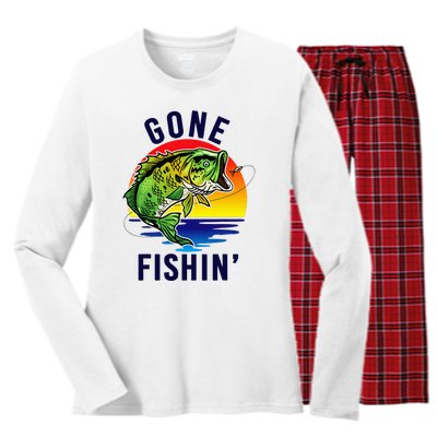 Gone Fishing Women's Long Sleeve Flannel Pajama Set 