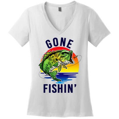 Gone Fishing Women's V-Neck T-Shirt