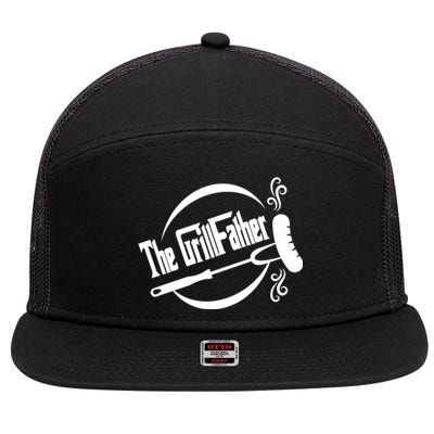 Grill Father , Grill , Bbq Party 7 Panel Mesh Trucker Snapback Hat