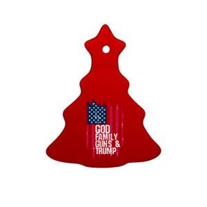 God Family Guns And Trump Gift Great Gift Ceramic Tree Ornament