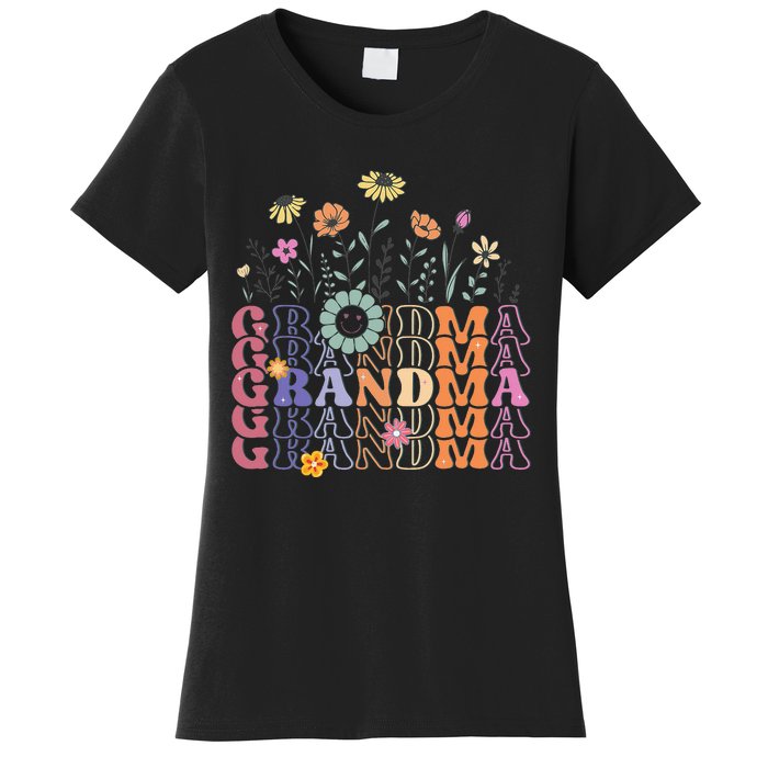 Grandma Flowers Groovy Retro Hippie Wildflower Women's T-Shirt