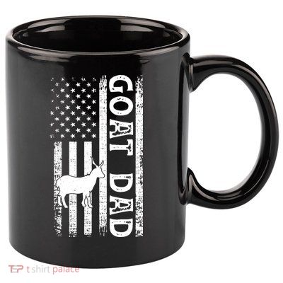 Goat Farmer Gift American Flag Goat Dad Funny 11oz C Handle Ceramic Mug