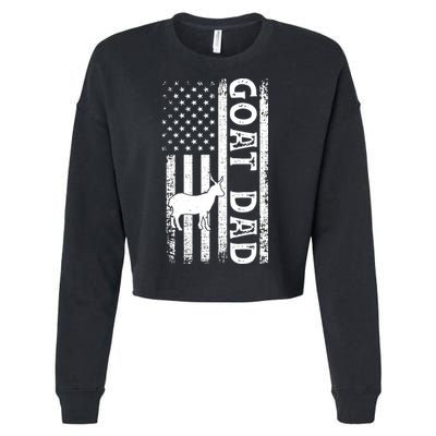 Goat Farmer Gift American Flag Goat Dad Funny Cropped Pullover Crew