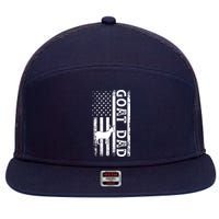 Goat Farmer Gift American Flag Goat Dad Funny 7 Panel Mesh Trucker Snapback Hat