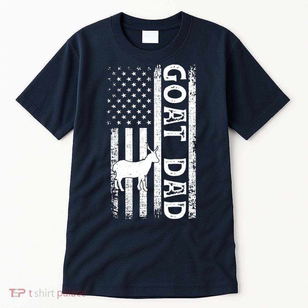 Goat Farmer Gift American Flag Goat Dad Funny Tall T-Shirt