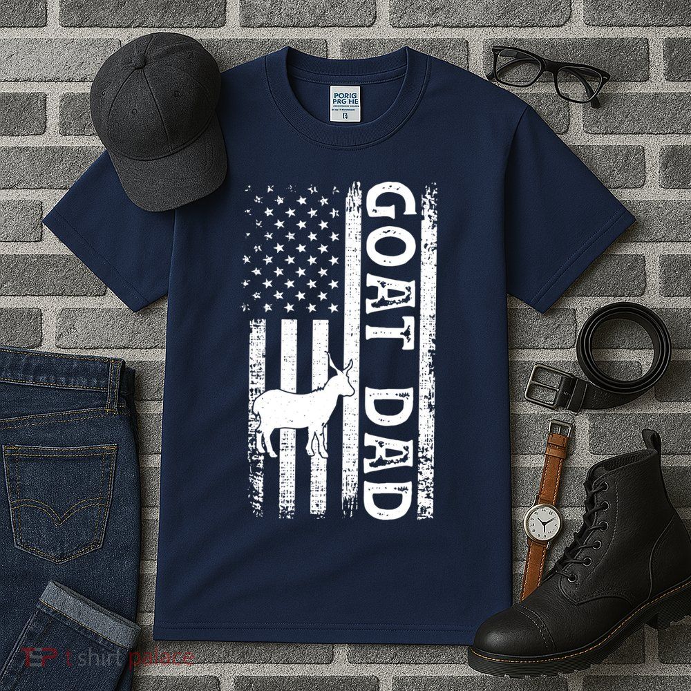 Goat Farmer Gift American Flag Goat Dad Funny Tall T-Shirt