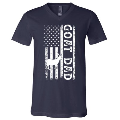 Goat Farmer Gift American Flag Goat Dad Funny V-Neck T-Shirt