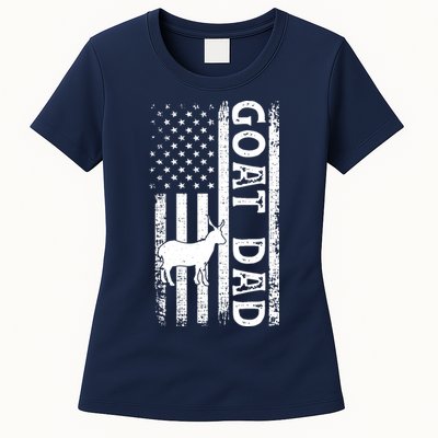 Goat Farmer Gift American Flag Goat Dad Funny Womens T-Shirt