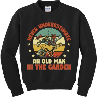 Gardener Funny Gardening An Old Man In The Garden Plant Kids Sweatshirt