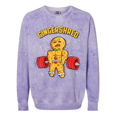 Gingershred Funny Gingerbread Man Gym Bodybuilding Christmas Colorblast Crewneck Sweatshirt