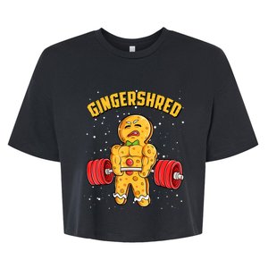 Gingershred Funny Gingerbread Man Gym Bodybuilding Christmas Bella+Canvas Jersey Crop Tee