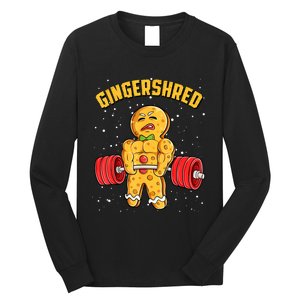 Gingershred Funny Gingerbread Man Gym Bodybuilding Christmas Long Sleeve Shirt