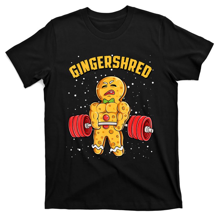 Gingershred Funny Gingerbread Man Gym Bodybuilding Christmas T-Shirt