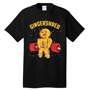 Gingershred Funny Gingerbread Man Gym Bodybuilding Christmas Tall T-Shirt