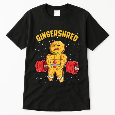 Gingershred Funny Gingerbread Man Gym Bodybuilding Christmas Tall T-Shirt