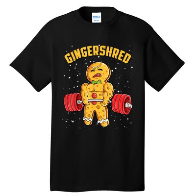 Gingershred Funny Gingerbread Man Gym Bodybuilding Christmas Tall T-Shirt