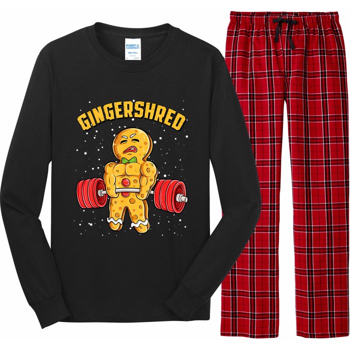 Gingershred Funny Gingerbread Man Gym Bodybuilding Christmas Long Sleeve Pajama Set