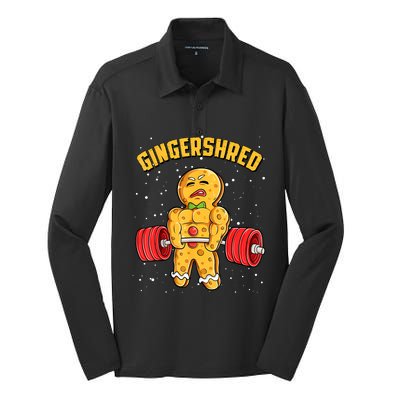 Gingershred Funny Gingerbread Man Gym Bodybuilding Christmas Silk Touch Performance Long Sleeve Polo