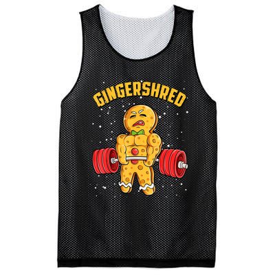 Gingershred Funny Gingerbread Man Gym Bodybuilding Christmas Mesh Reversible Basketball Jersey Tank