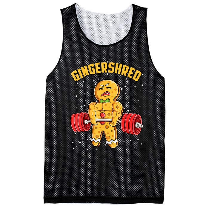 Gingershred Funny Gingerbread Man Gym Bodybuilding Christmas Mesh Reversible Basketball Jersey Tank