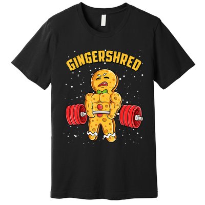 Gingershred Funny Gingerbread Man Gym Bodybuilding Christmas Premium T-Shirt