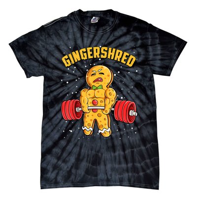 Gingershred Funny Gingerbread Man Gym Bodybuilding Christmas Tie-Dye T-Shirt