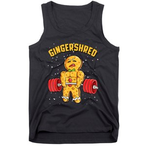 Gingershred Funny Gingerbread Man Gym Bodybuilding Christmas Tank Top