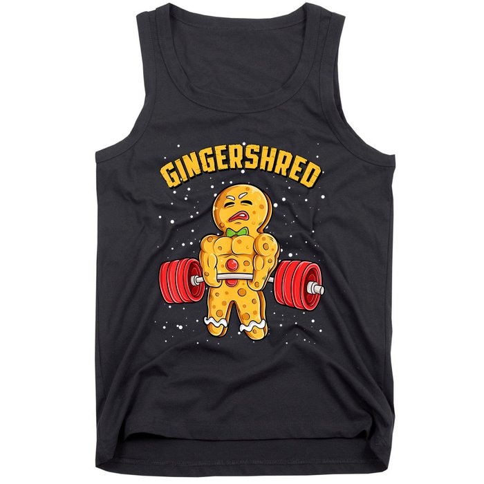 Gingershred Funny Gingerbread Man Gym Bodybuilding Christmas Tank Top