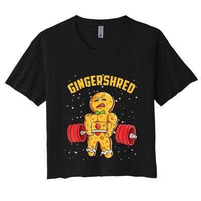 Gingershred Funny Gingerbread Man Gym Bodybuilding Christmas Crop Top