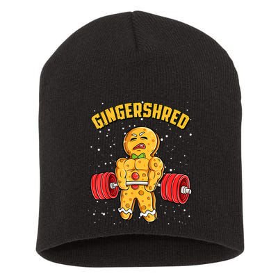Gingershred Funny Gingerbread Man Gym Bodybuilding Christmas Short Acrylic Beanie