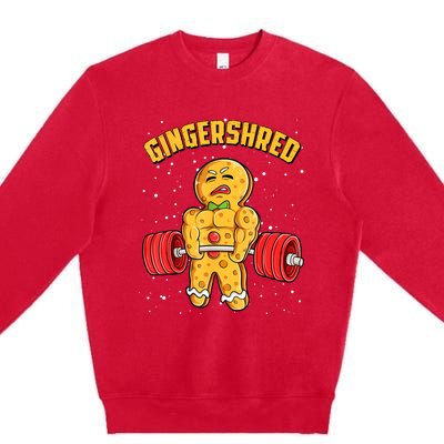 Gingershred Funny Gingerbread Man Gym Bodybuilding Christmas Premium Crewneck Sweatshirt