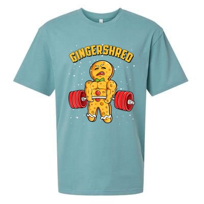 Gingershred Funny Gingerbread Man Gym Bodybuilding Christmas Sueded Cloud Jersey T-Shirt